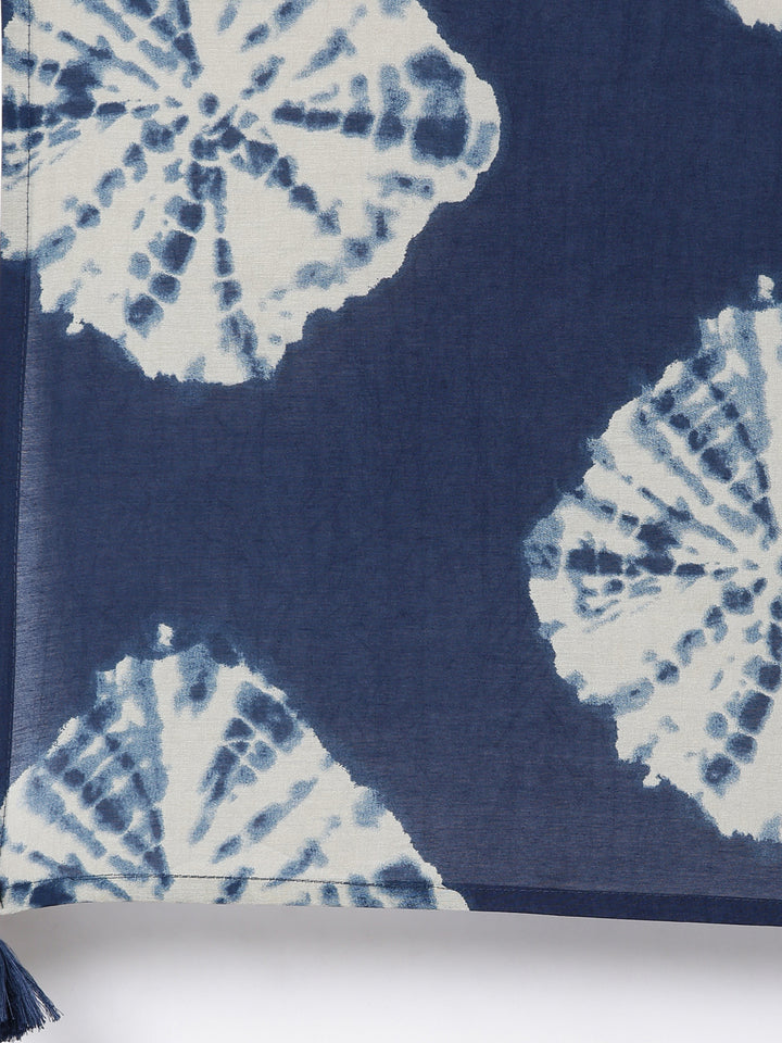 Neerus Blue printed striped suit set straight kurta salwar dupatta - detail view 4