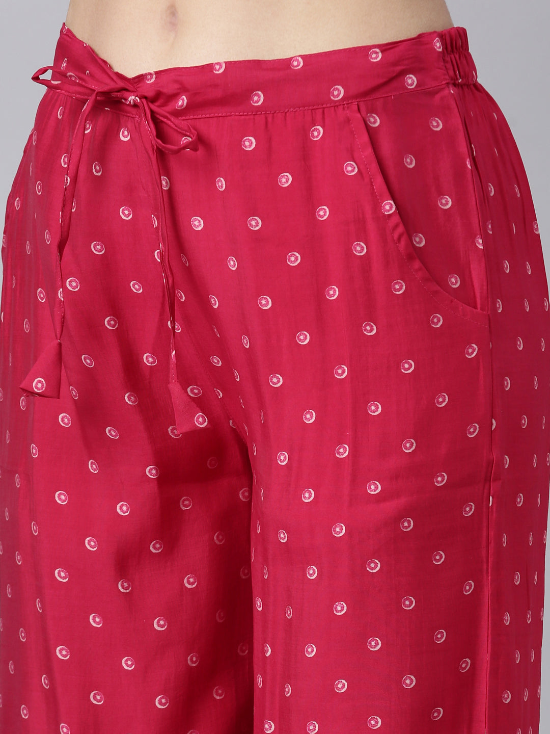 Neerus Pink printed striped straight suit set - detail view 3