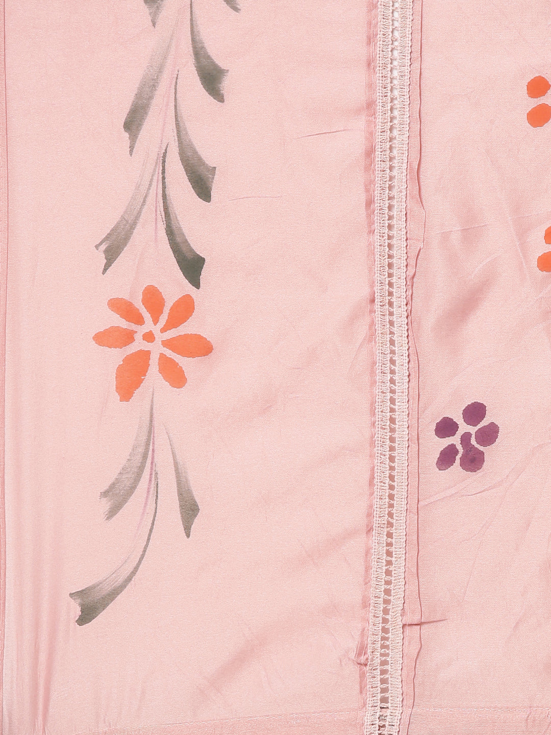 Neerus Pink printed straight kurta set with dupatta - detail view 4