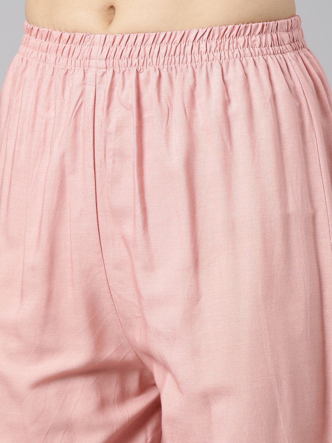 Neerus Pink printed straight kurta set with dupatta - detail view 3