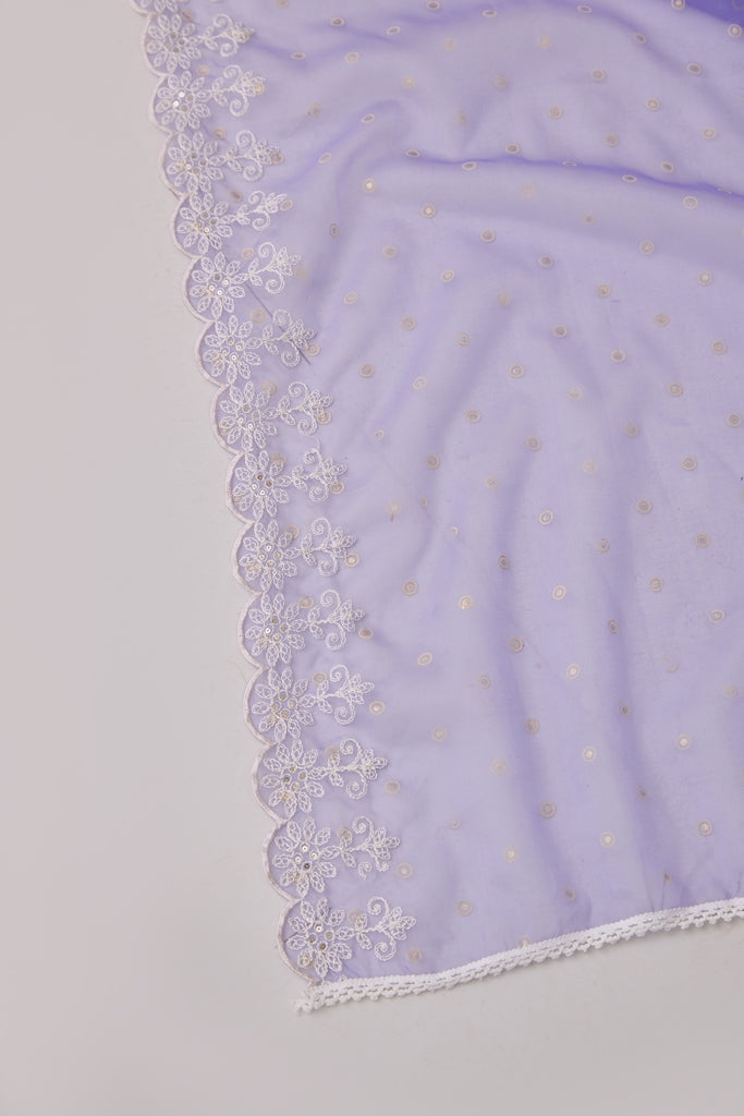 Neerus Purple embellished flared suit set with dupatta - detail view 4