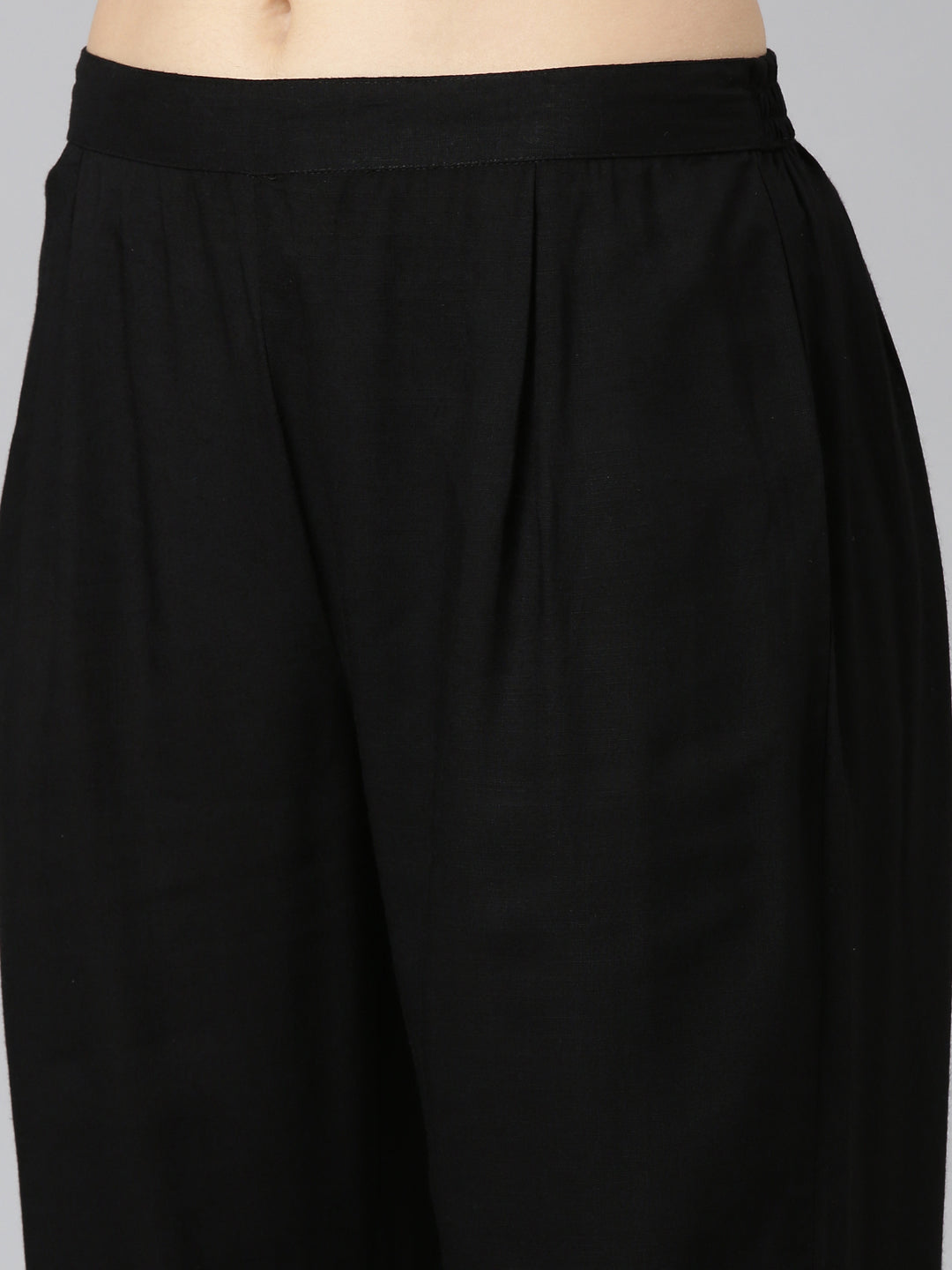 Neerus Black Regular Straight Printed Kurta And Trousers