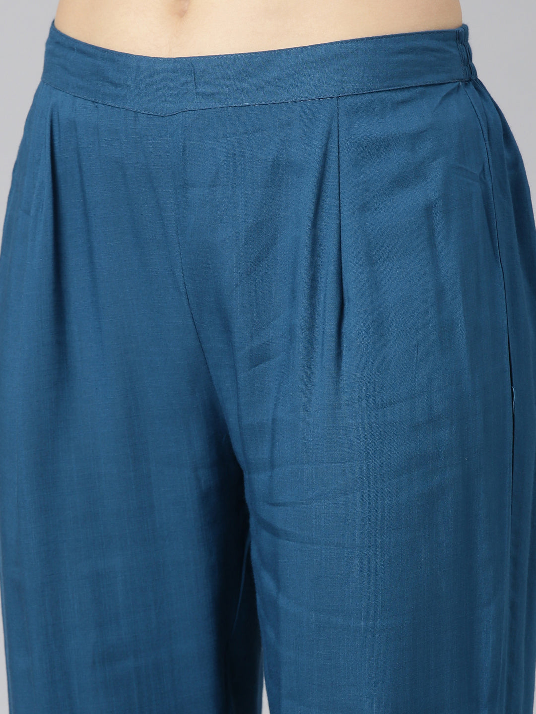 Neerus Blue printed straight kurta set with trouser - detail view 3
