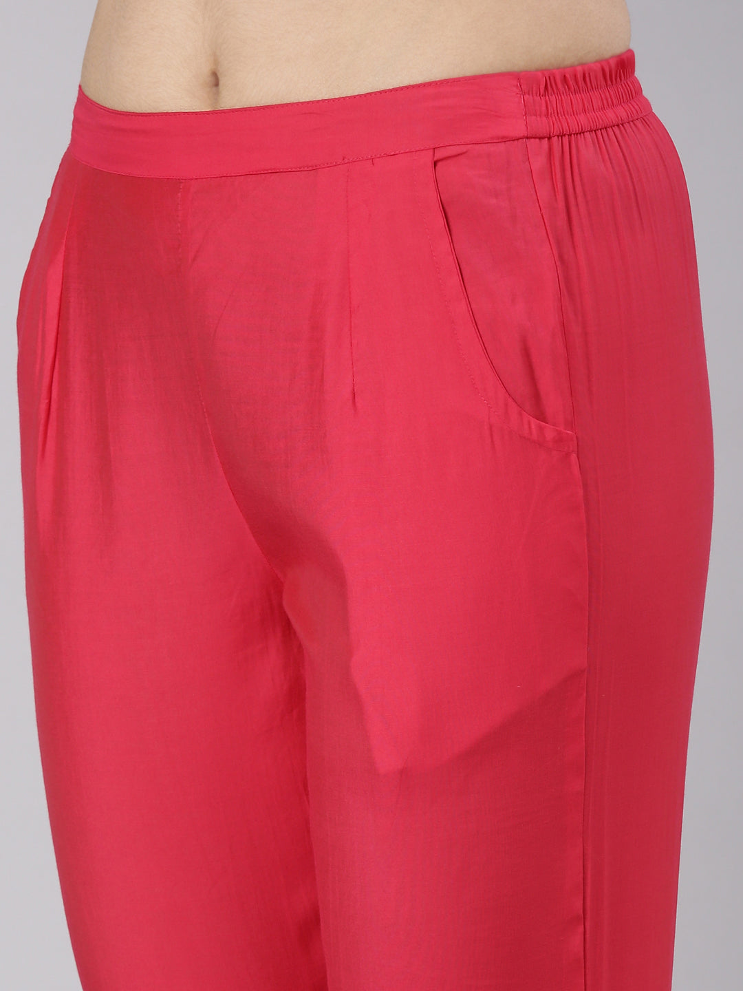 Neerus Pink Regular Straight Embroidered Co-Ords set