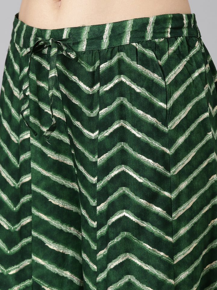 Neerus Green Regular Straight Printed Kurta And Sharara With Dupatta