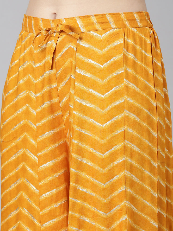 Neerus Yellow Regular Straight Printed Kurta And Sharara With Dupatta