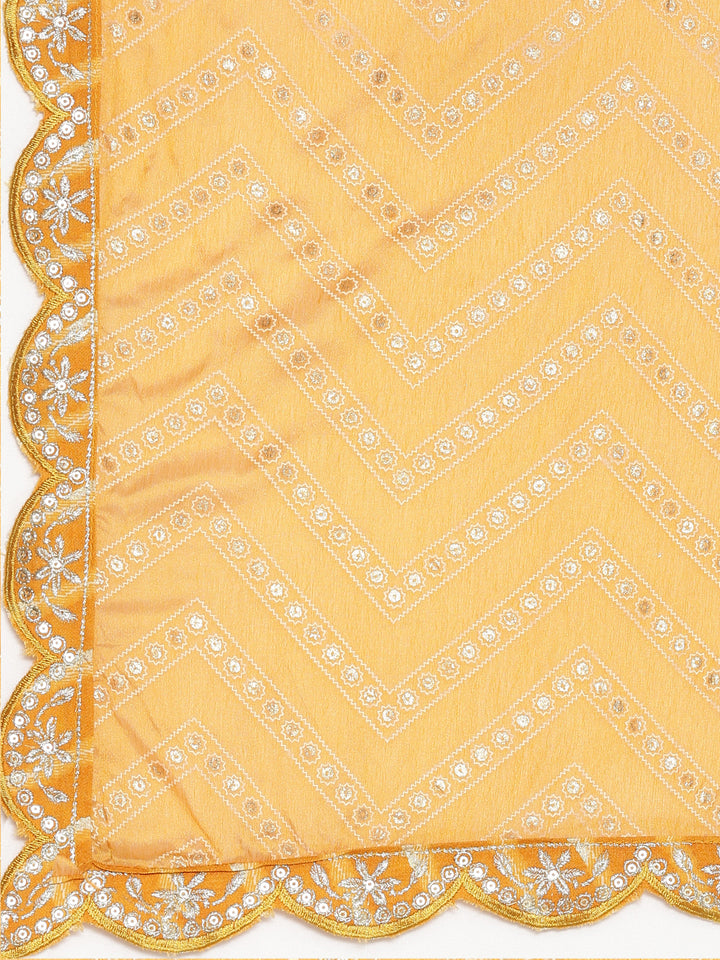 Neerus Yellow Regular Straight Printed Kurta And Sharara With Dupatta