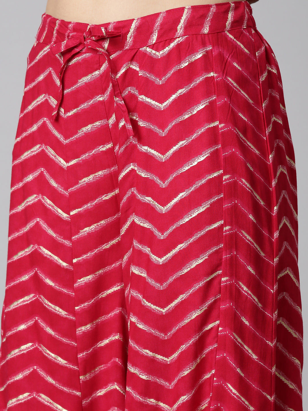 Neerus Pink printed straight sharara set with dupatta - detail view 3