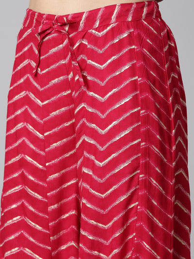 Neerus Pink Regular Straight Printed Kurta And Sharara With Dupatta