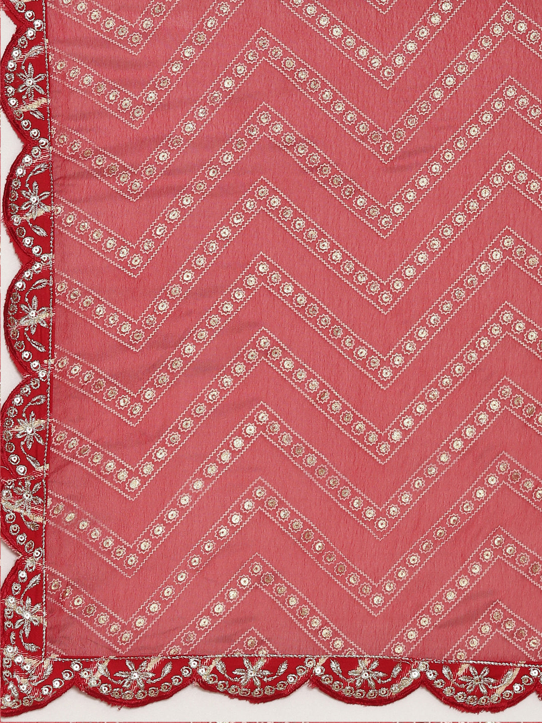 Neerus Red Regular Straight Printed Kurta And Sharara With Dupatta