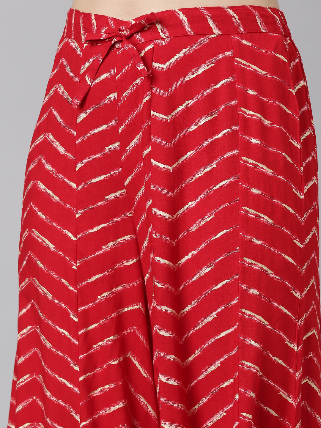 Neerus Red Regular Straight Printed Kurta And Sharara With Dupatta