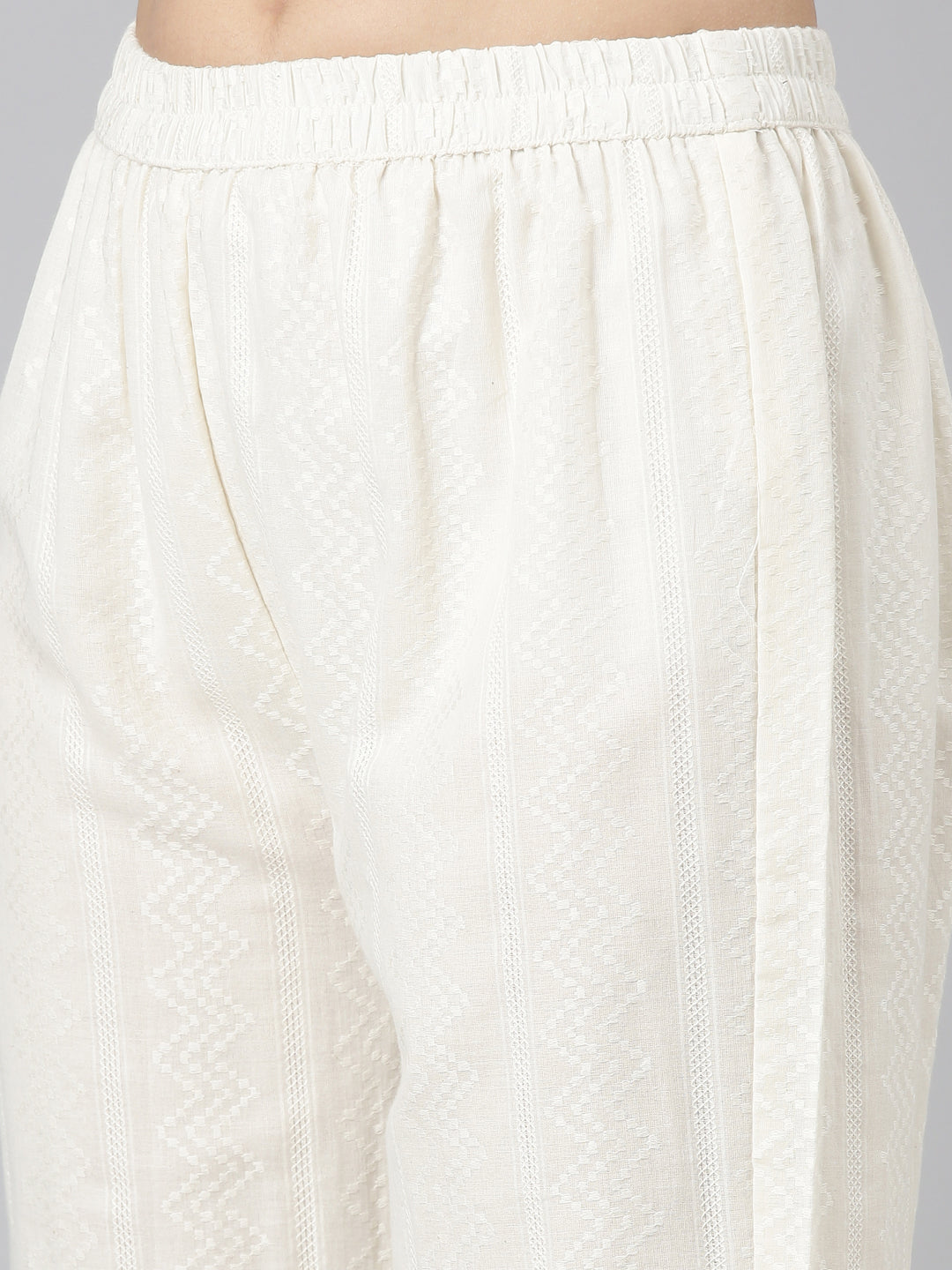 Neerus Beige embroidered straight kurta set - detail view 3
