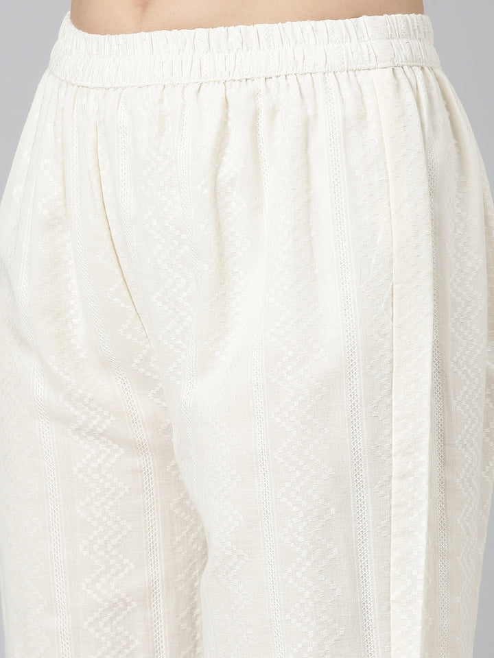 Neerus Beige embroidered straight kurta set - detail view 3