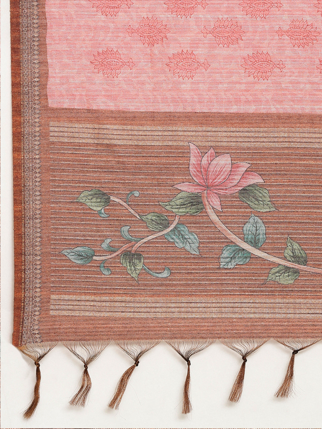 Neerus Orange printed straight kurta set with trouser and dupatta - detail view 4