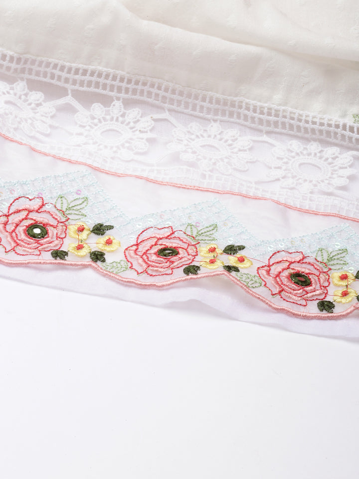 Neerus Beige embroidered straight kurta set - detail view 5