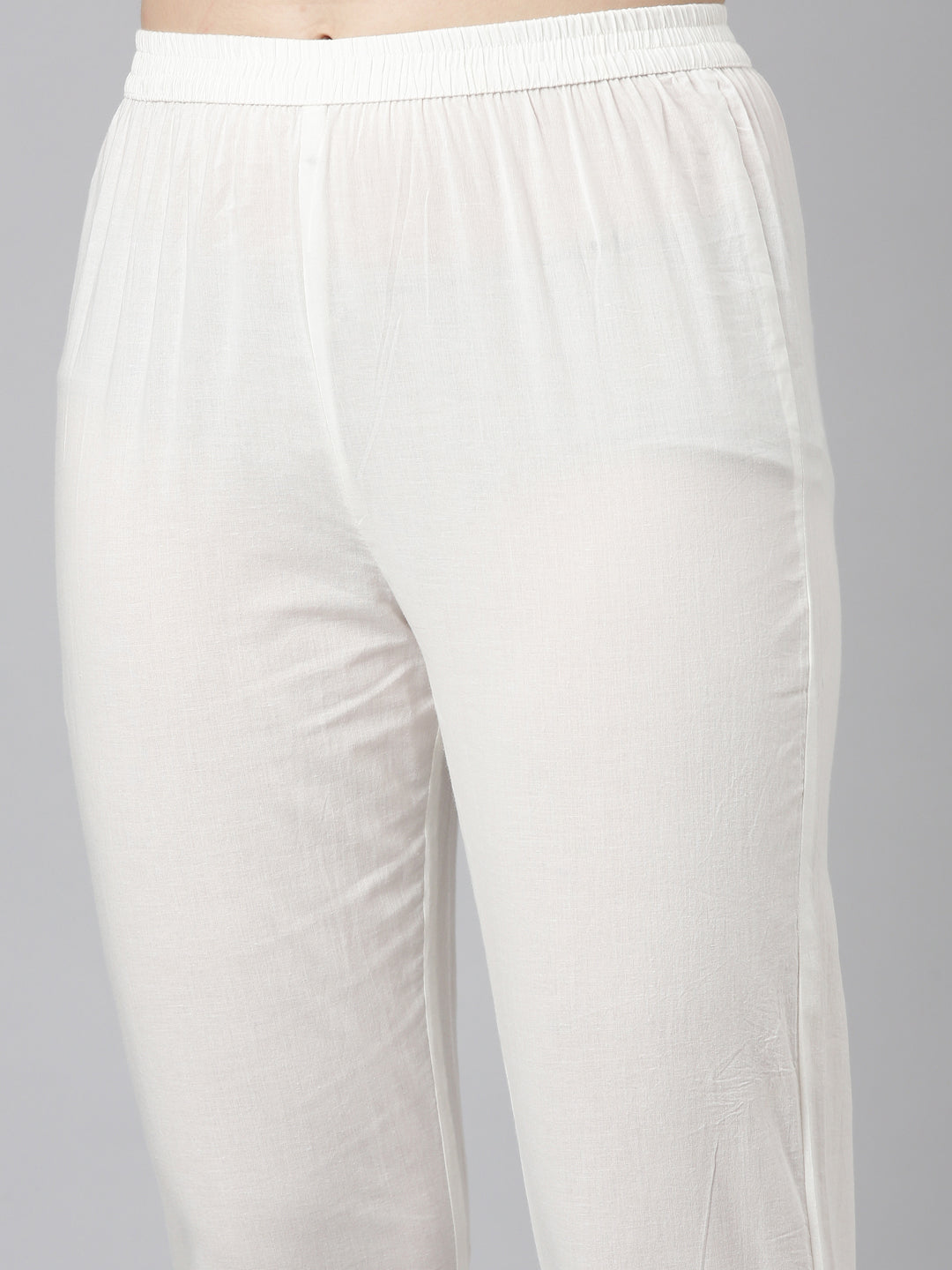 Neerus Beige embroidered straight kurta set - detail view 3