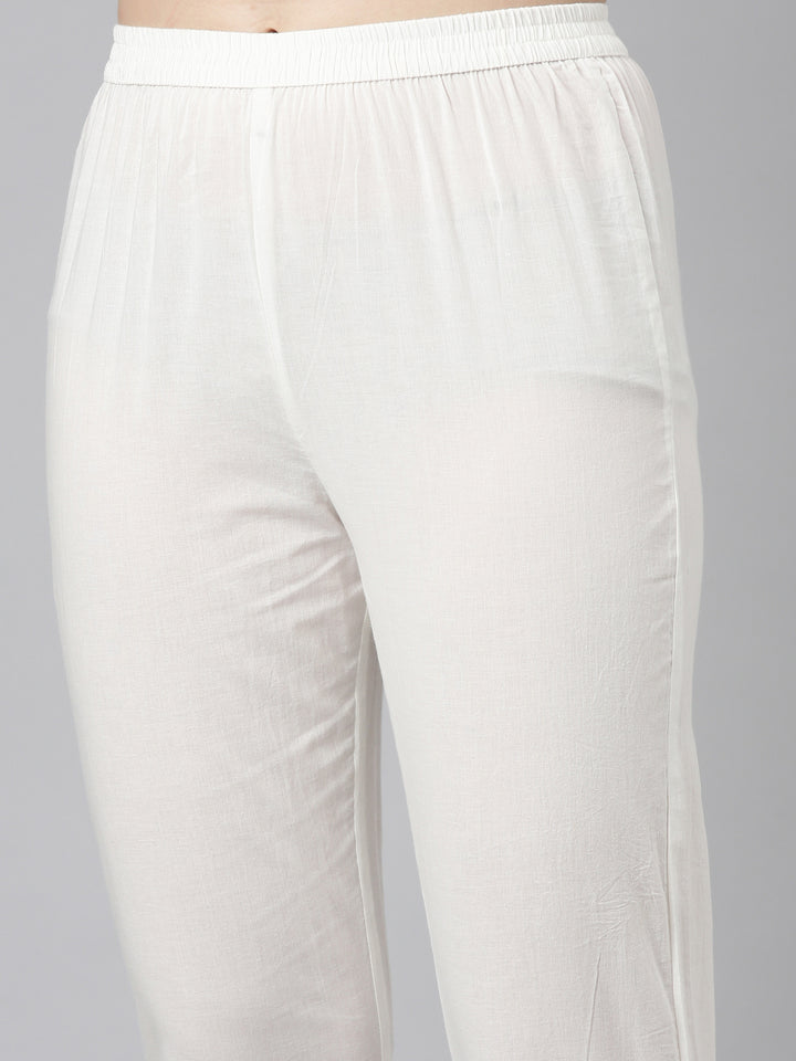 Neerus Beige embroidered straight kurta set - detail view 3
