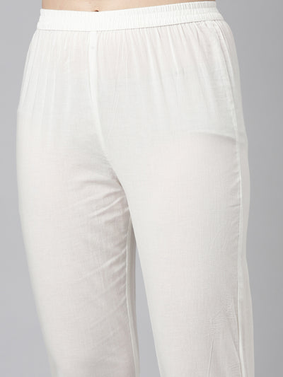 Neeru's Cream Regular Straight Embroidered Readymade suits