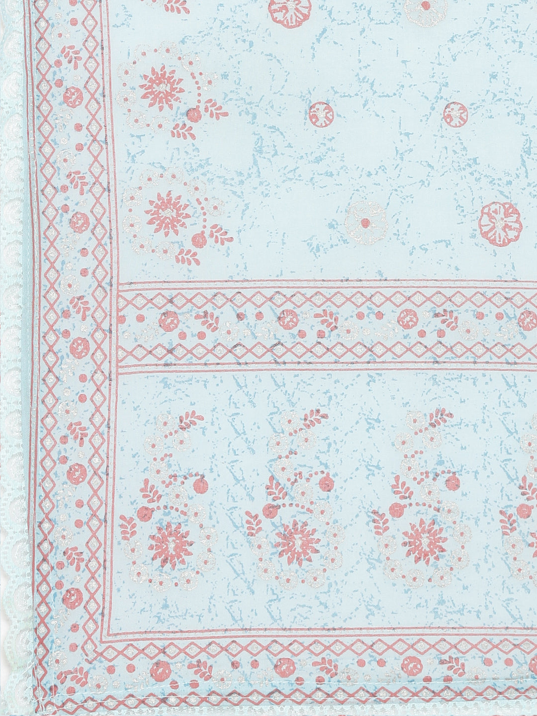 Neerus Blue embroidered straight kurta set with dupatta - detail view 4