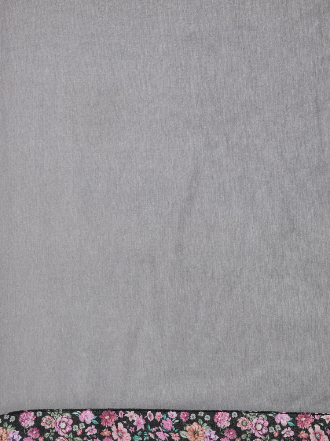 Neerus Grey printed floral suit set straight kurta with trouser and dupatta - detail view 3
