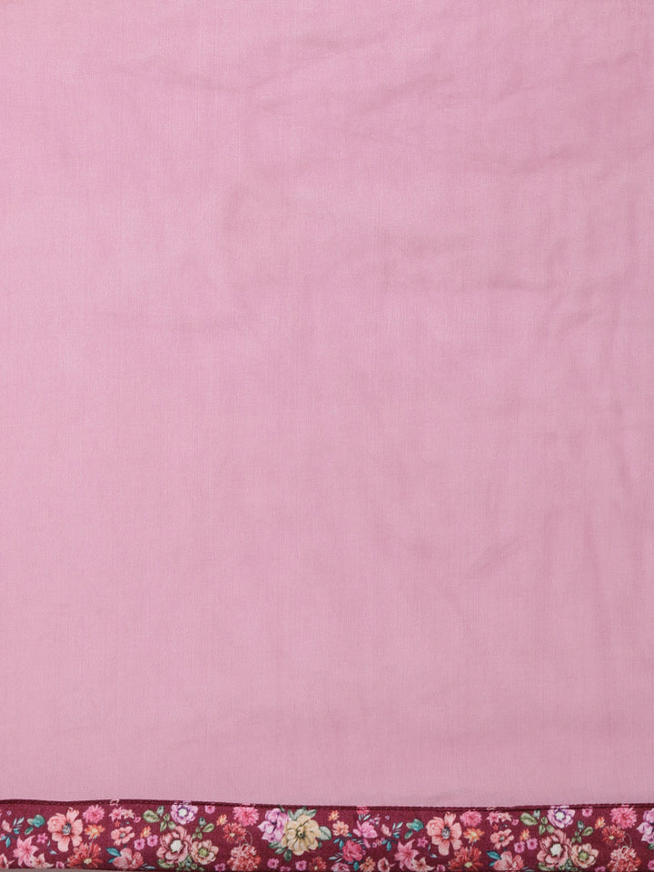 Neerus Pink printed floral straight suit set - detail view 3