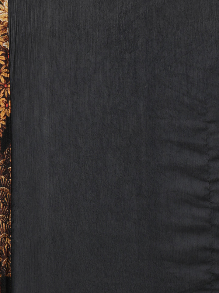 Neerus Gold Flared Casual Floral Dresses