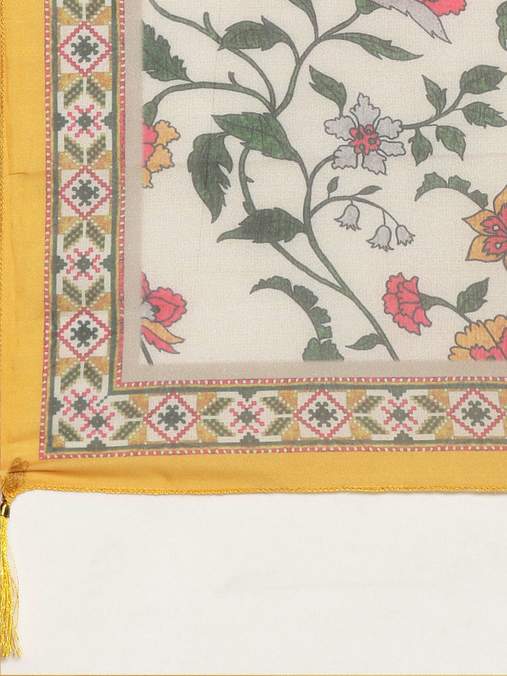 Neerus Yellow Regular Straight Solid Kurta And Trousers With Dupatta