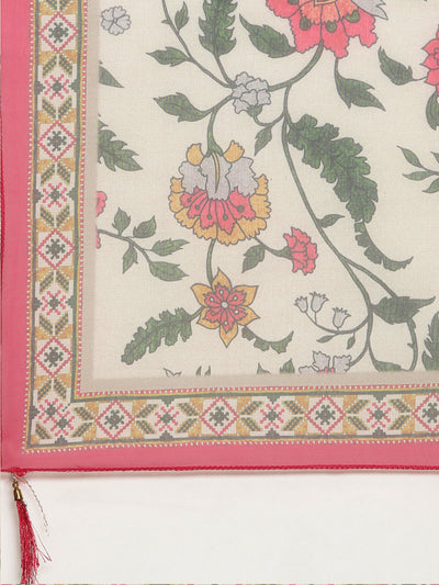Neeru's Pink Regular Straight Solid Kurta And Trousers With Dupatta