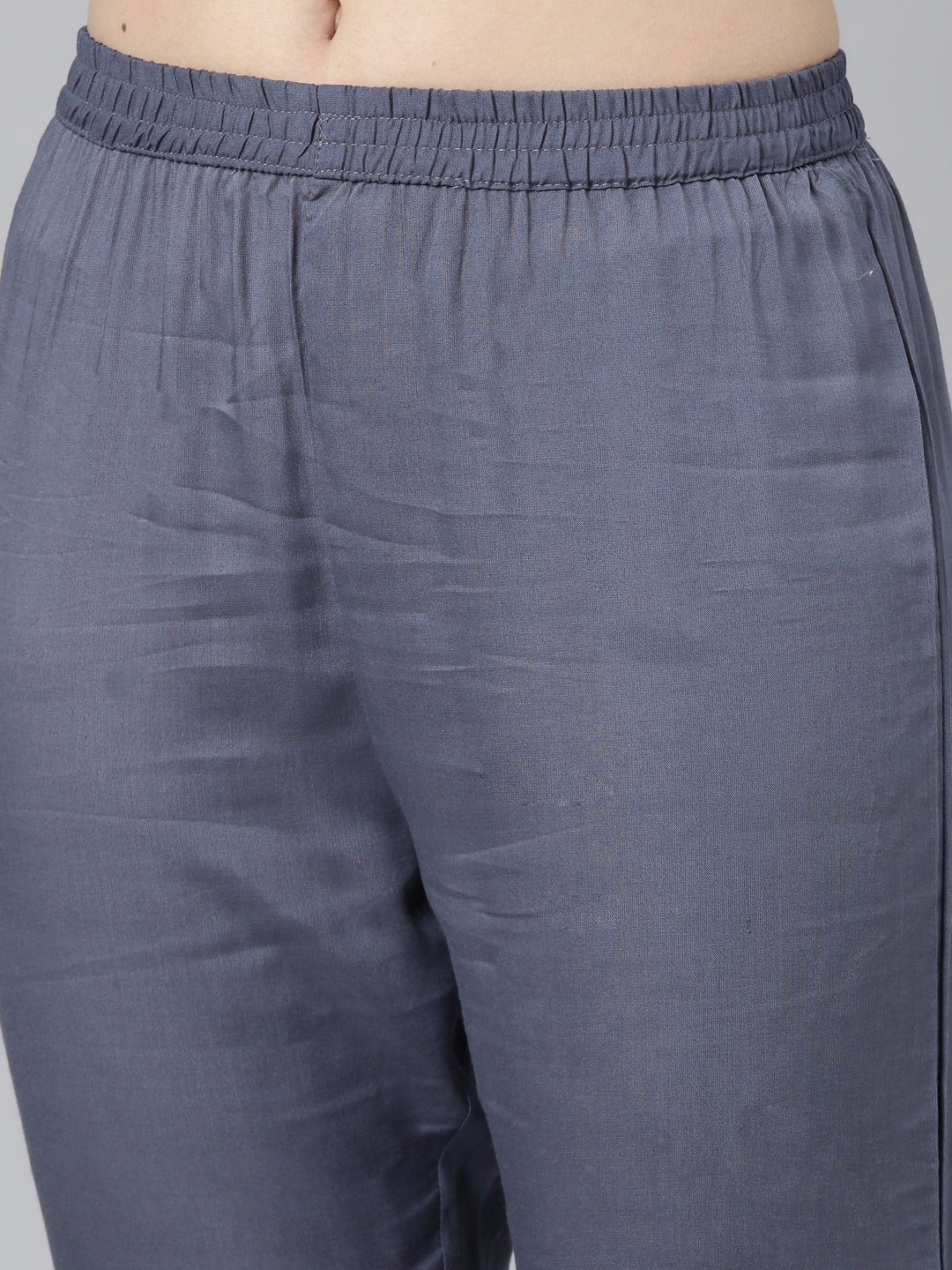 Neerus Blue printed straight kurta set with dupatta - detail view 3