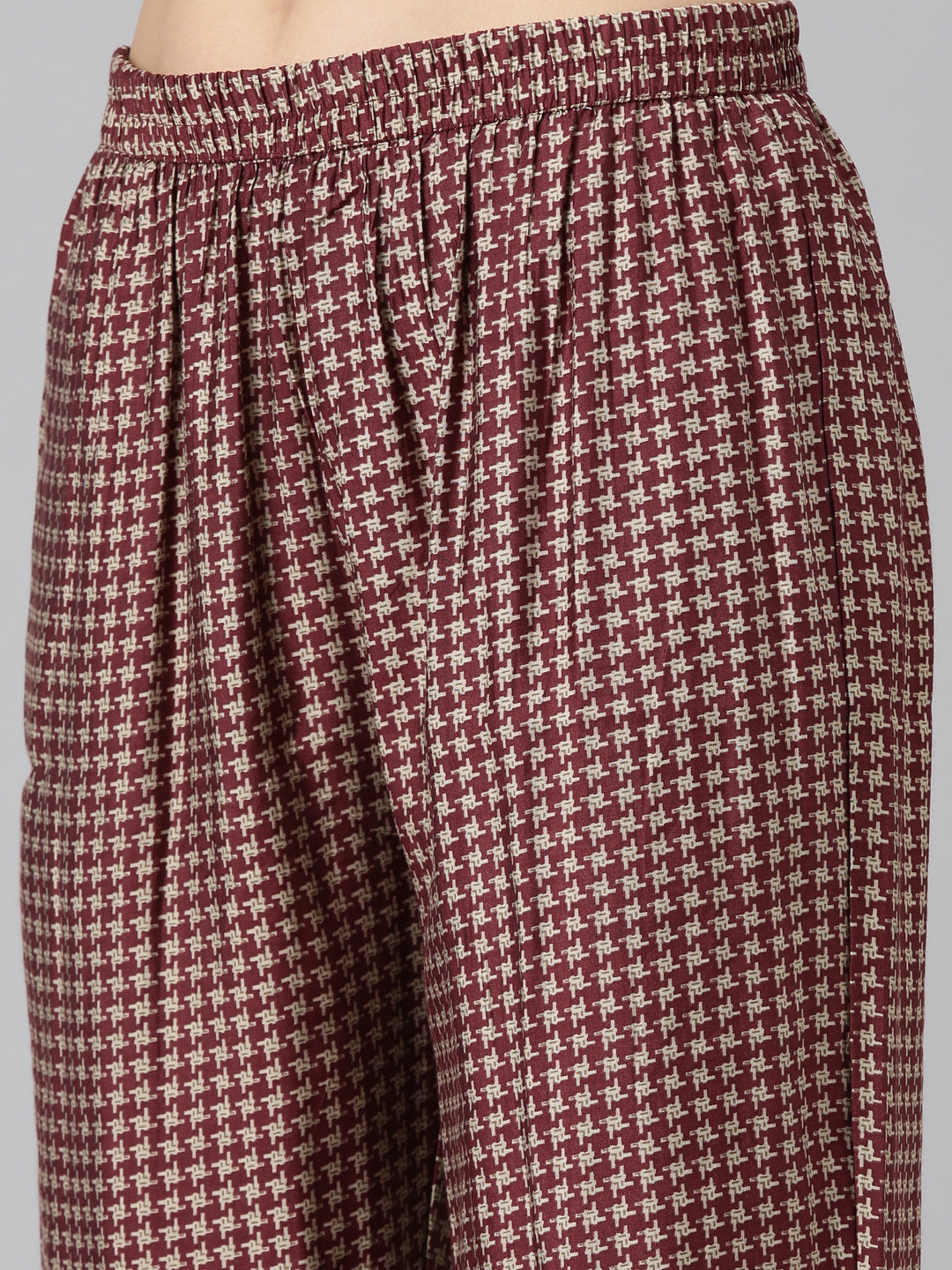 Neerus Pink printed straight kurta set with dupatta - detail view 3