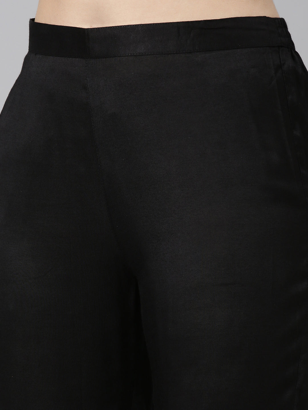 Neeru's Black Regular Straight Printed Kurta And Trousers With Dupatta