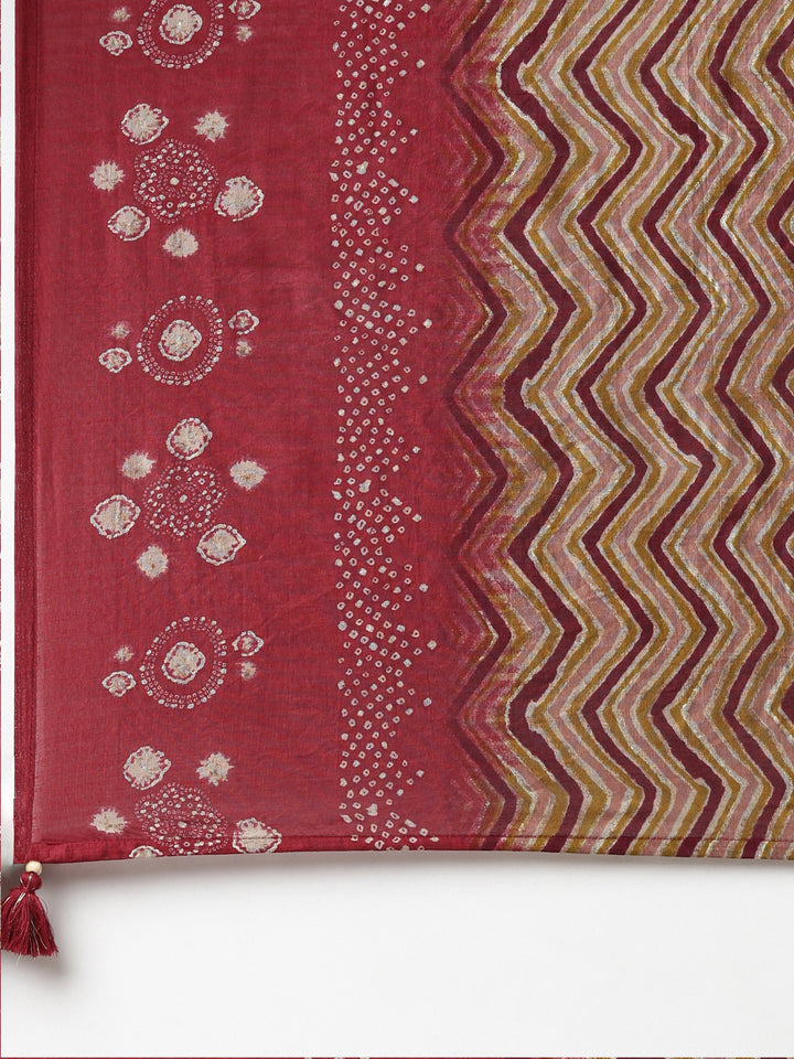 Neerus Purple Regular Straight Printed Kurta And Trousers With Dupatta