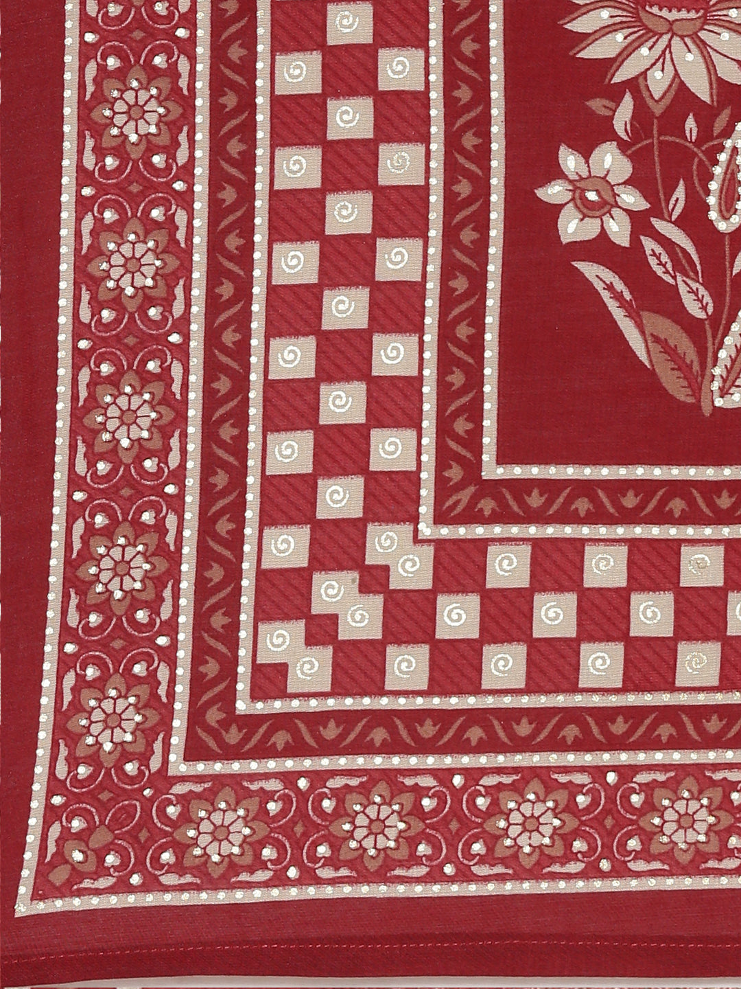 Neerus Maroon printed straight suit set - detail view 4