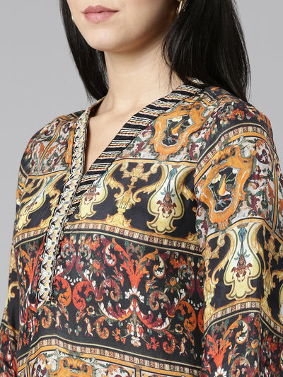 Neerus Multi Regular Straight Printed Kurta And Trousers With Dupatta
