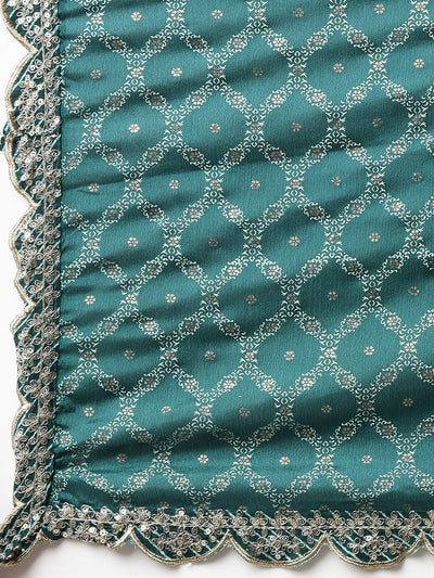 Neeru's Green Pleated Straight Embroidered Readymade suits