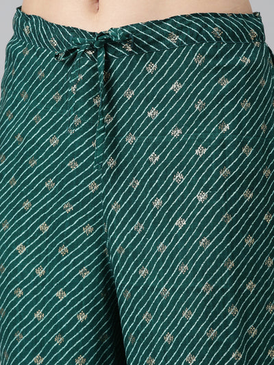 Neeru's Green Pleated Straight Embroidered Readymade suits