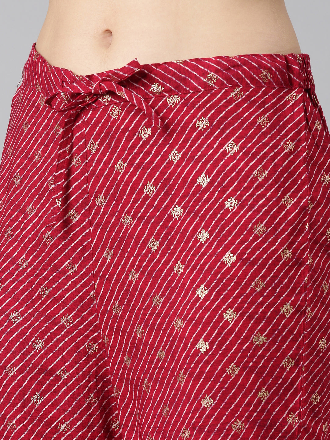 Neerus Pink embroidered straight kurta set with trousers and dupatta - detail view 3