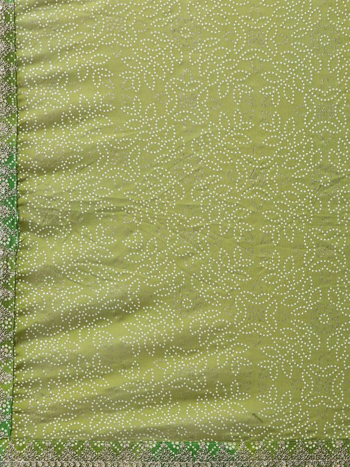 Neerus Green printed straight kurta set with salwar and dupatta - detail view 4