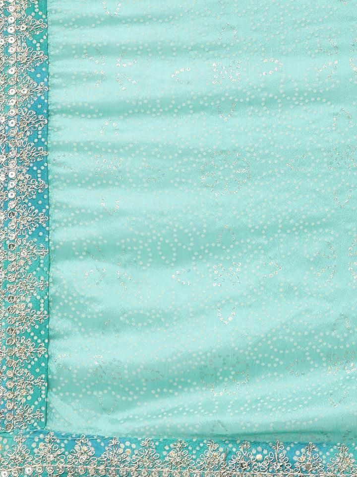 Neerus Green printed straight kurta set with dupatta - detail view 4