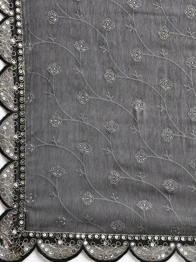 Neeru's Black Regular Straight Printed Readymade Suits