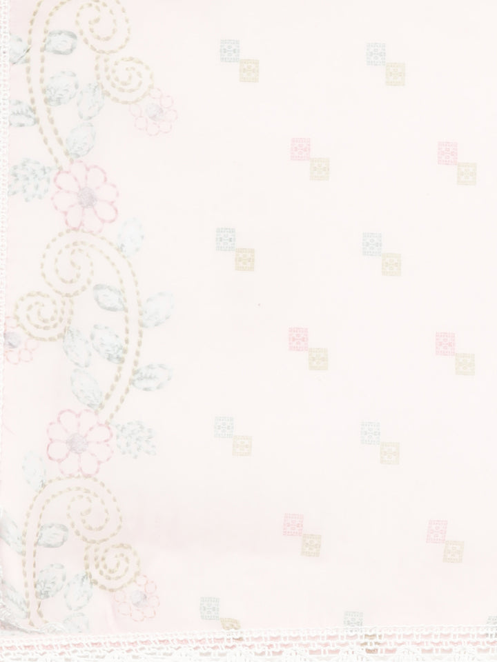 Neerus Pink Regular Flared Floral Kurta And  Trousers With Dupatta