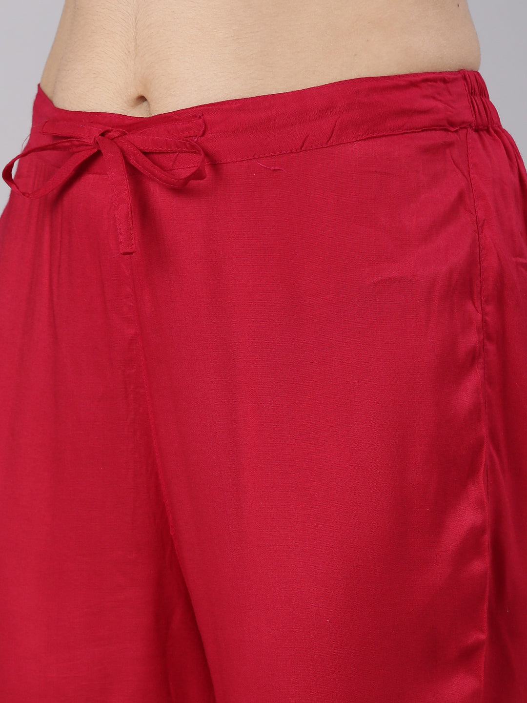 Neerus Red printed straight kurta set with trouser - detail view 3