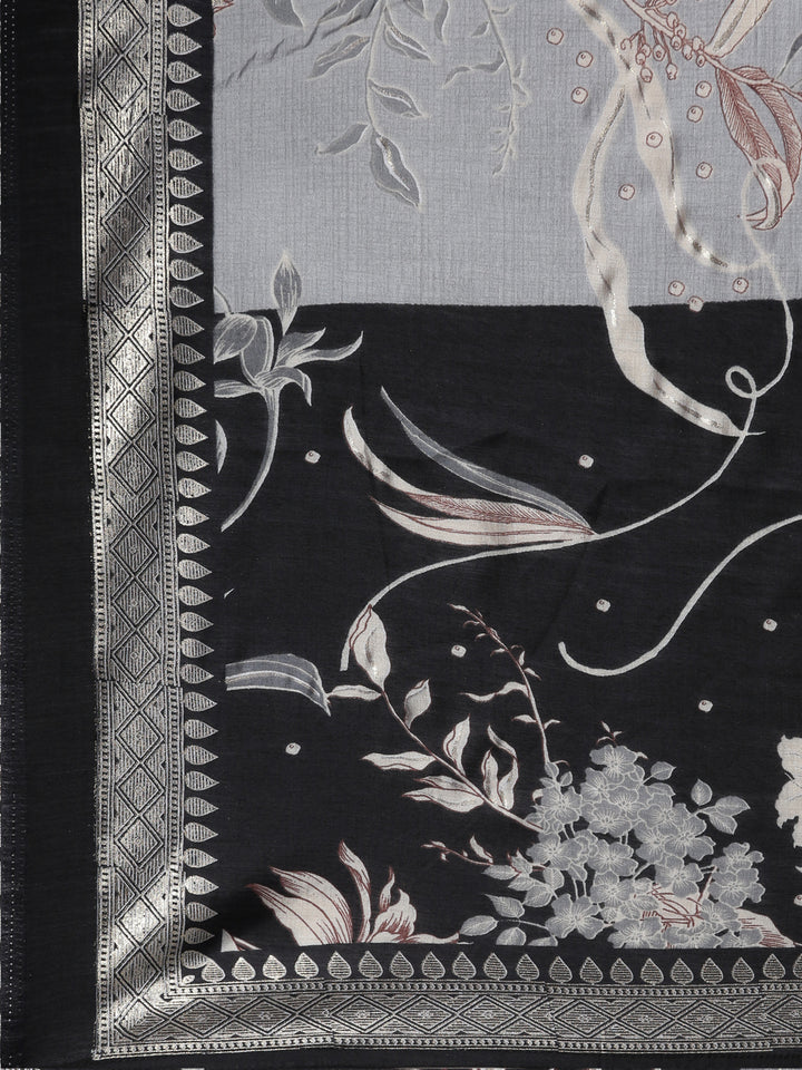 Neerus Black printed floral suit set - detail view 4