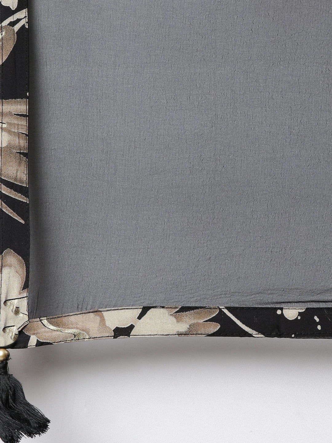 Neerus Black floral printed straight kurta set - detail view 4