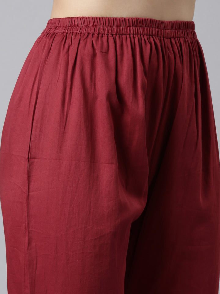 Neerus Maroon Regular Straight Floral Readymade suits