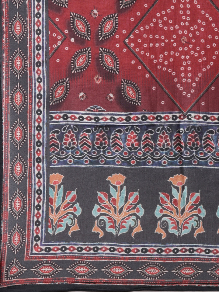 Neerus Maroon Regular Straight Floral Readymade suits