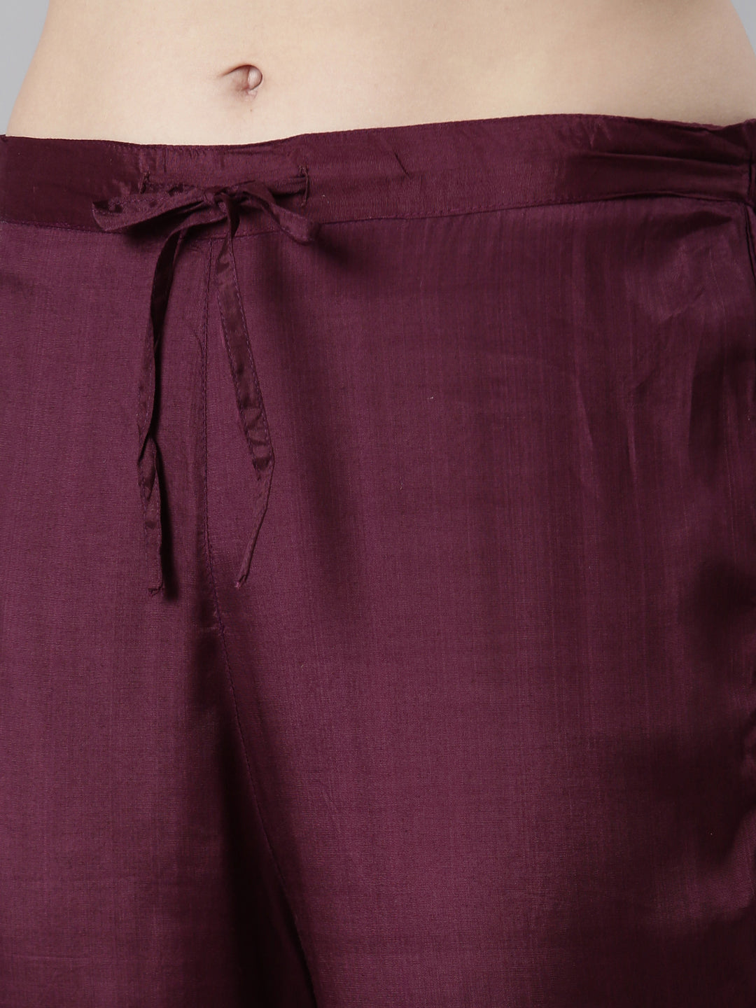 Neerus Purple printed floral kurta set with trouser and dupatta - detail view 3