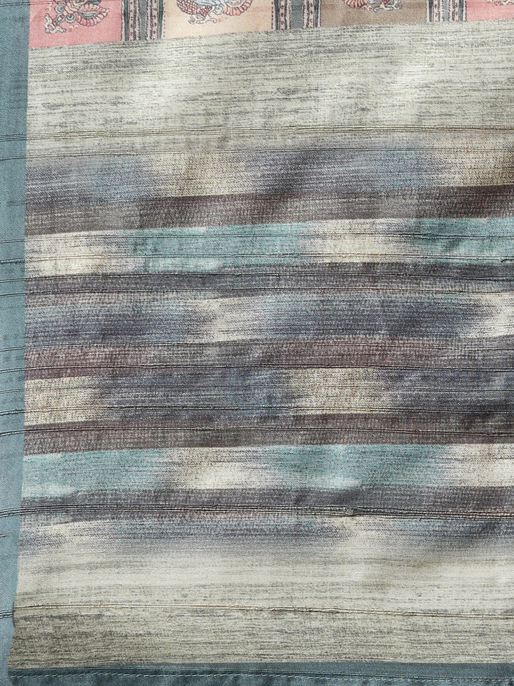 Neerus Green Regular Straight Floral Kurta And Trousers With Dupatta