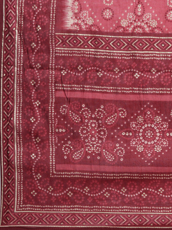 Neerus Maroon printed panelled suit set - detail view 5