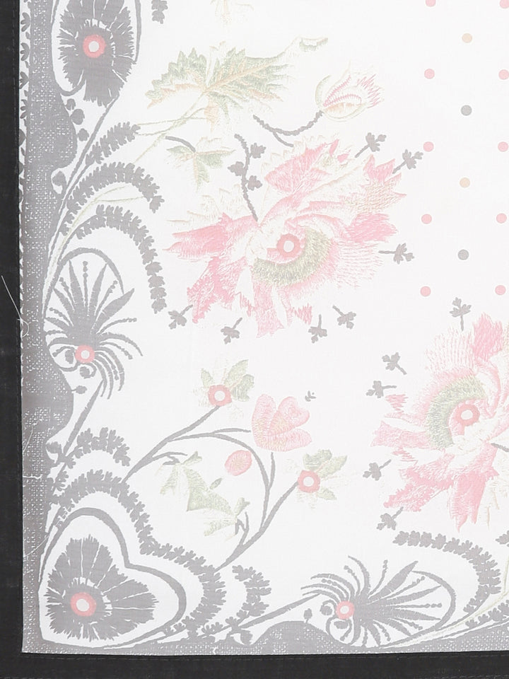 Neerus Black printed floral kurta set with trouser and dupatta - detail view 4